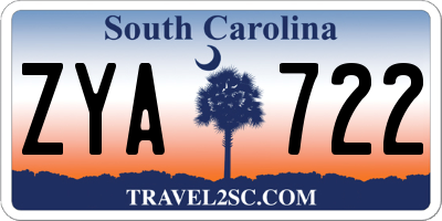 SC license plate ZYA722