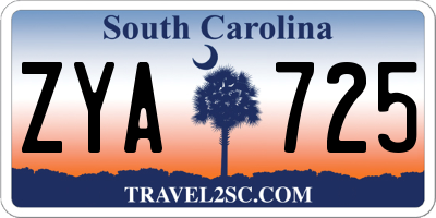 SC license plate ZYA725
