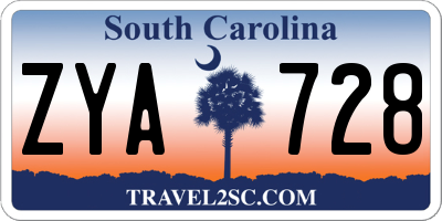 SC license plate ZYA728