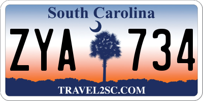 SC license plate ZYA734