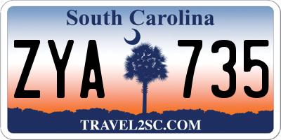 SC license plate ZYA735