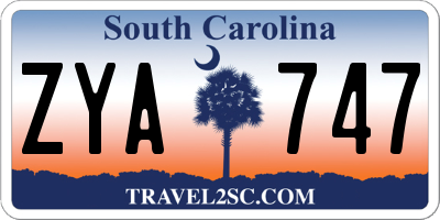 SC license plate ZYA747