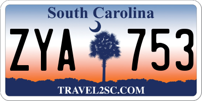 SC license plate ZYA753