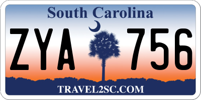 SC license plate ZYA756