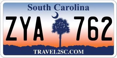 SC license plate ZYA762