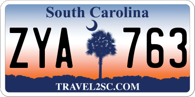 SC license plate ZYA763