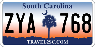SC license plate ZYA768