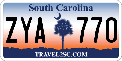 SC license plate ZYA770