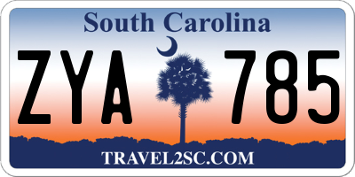 SC license plate ZYA785