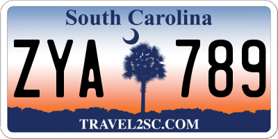 SC license plate ZYA789