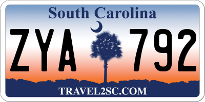 SC license plate ZYA792