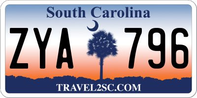 SC license plate ZYA796