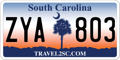 SC license plate ZYA803