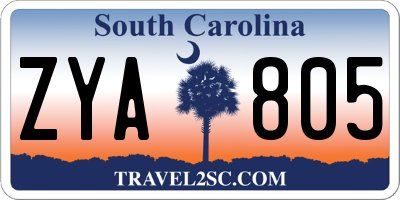 SC license plate ZYA805