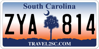 SC license plate ZYA814