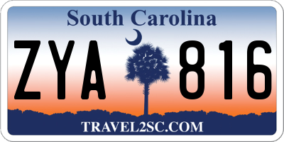 SC license plate ZYA816