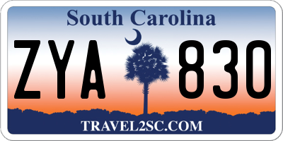 SC license plate ZYA830