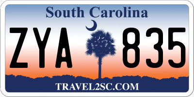 SC license plate ZYA835
