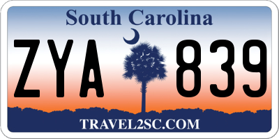 SC license plate ZYA839
