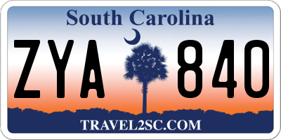 SC license plate ZYA840