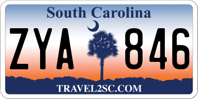 SC license plate ZYA846
