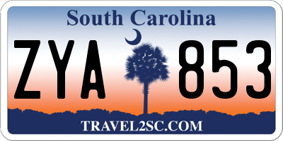 SC license plate ZYA853