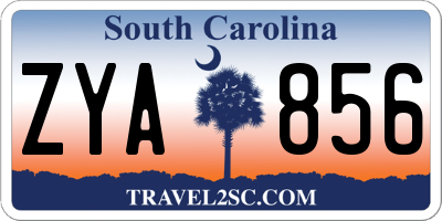 SC license plate ZYA856