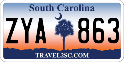 SC license plate ZYA863
