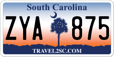 SC license plate ZYA875