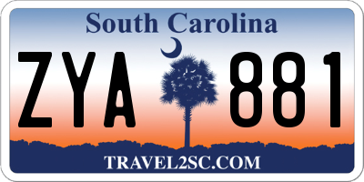 SC license plate ZYA881