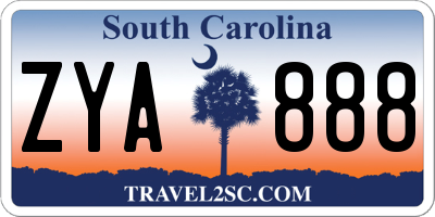 SC license plate ZYA888