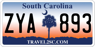 SC license plate ZYA893