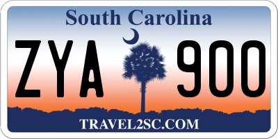 SC license plate ZYA900