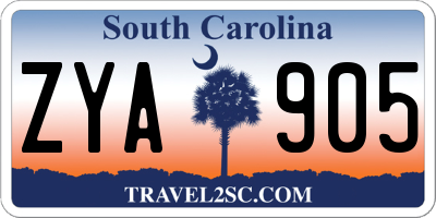 SC license plate ZYA905