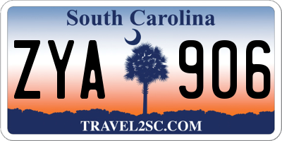 SC license plate ZYA906