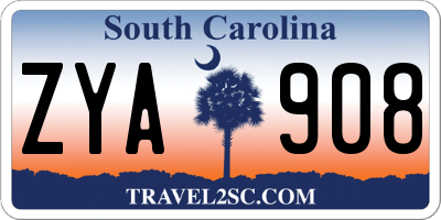 SC license plate ZYA908