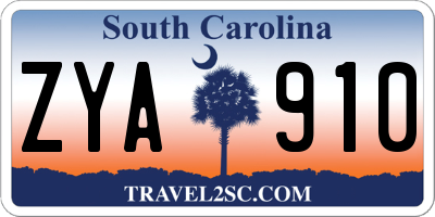 SC license plate ZYA910