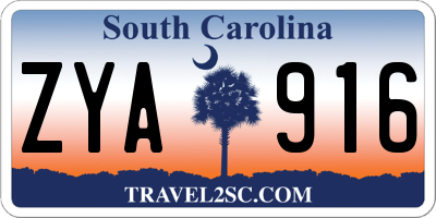 SC license plate ZYA916