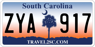 SC license plate ZYA917