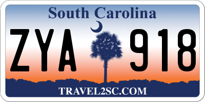 SC license plate ZYA918