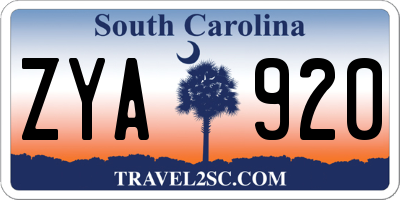 SC license plate ZYA920