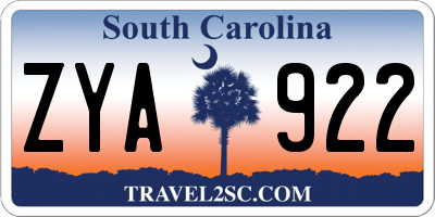 SC license plate ZYA922