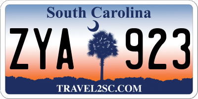 SC license plate ZYA923
