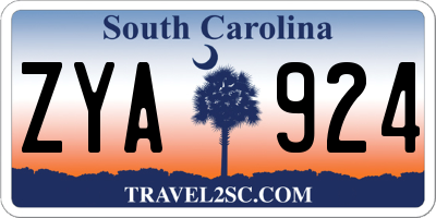 SC license plate ZYA924