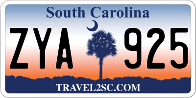 SC license plate ZYA925