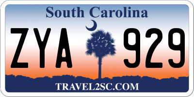 SC license plate ZYA929