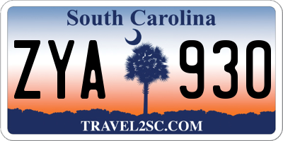 SC license plate ZYA930