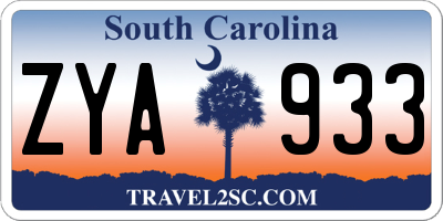 SC license plate ZYA933