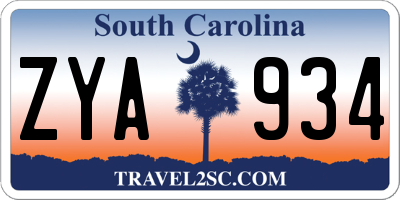 SC license plate ZYA934