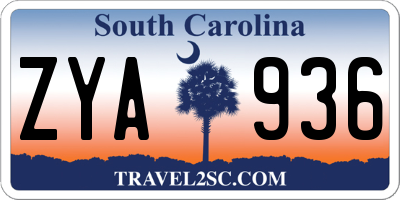 SC license plate ZYA936